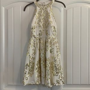 White and Gold Formal Dress